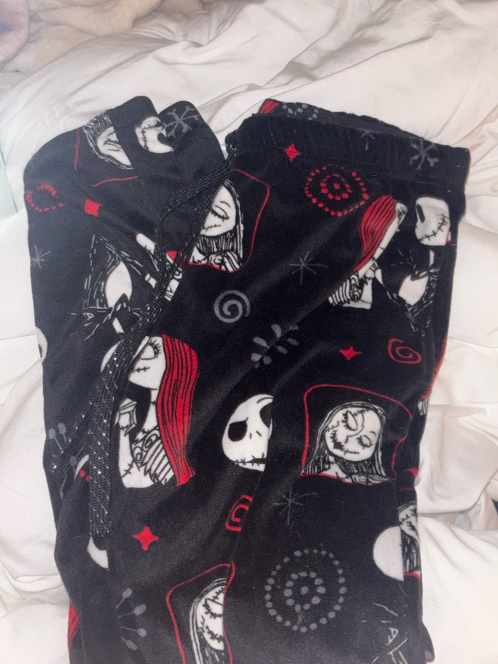 Disney Black Red & White 'Nightmare Before Christmas' Fleece Pajama Pants